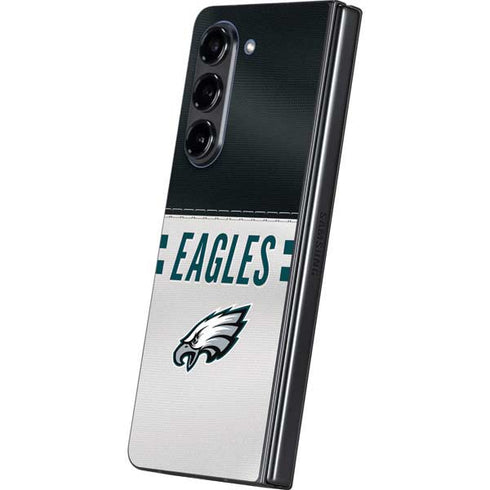 NFL Philadelphia Eagles White Striped Galaxy Z Fold5 5G Skin